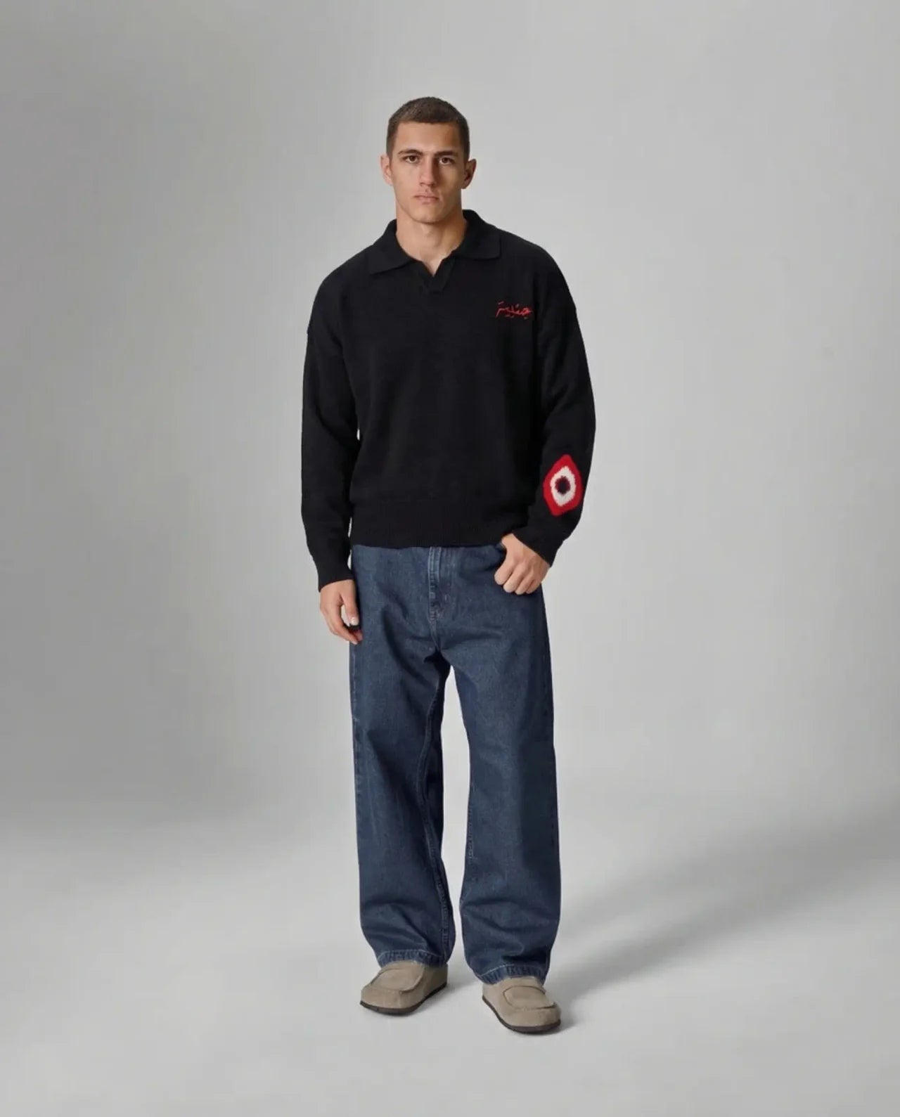 MUGHMAQ KNITED POLO SWEETSHIRT