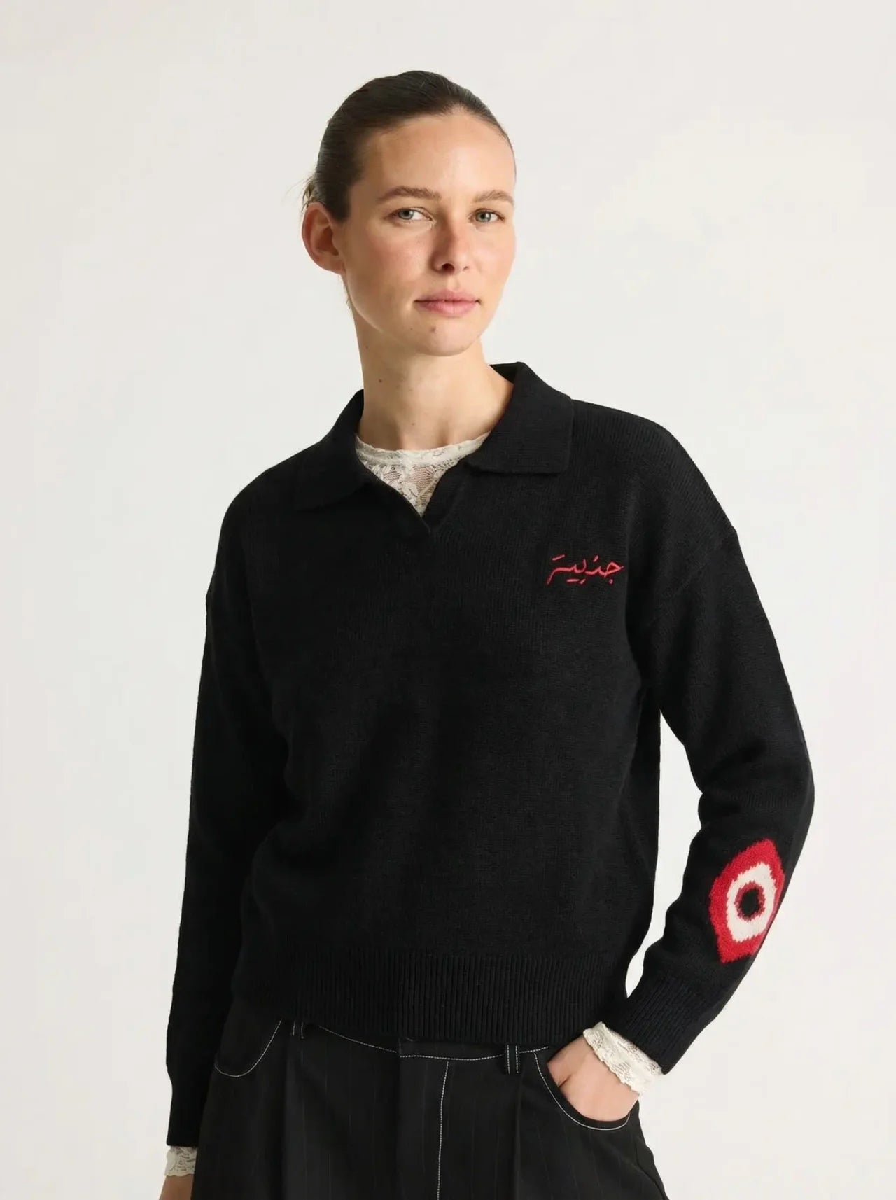 MUGHMAQ KNITED POLO SWEETSHIRT
