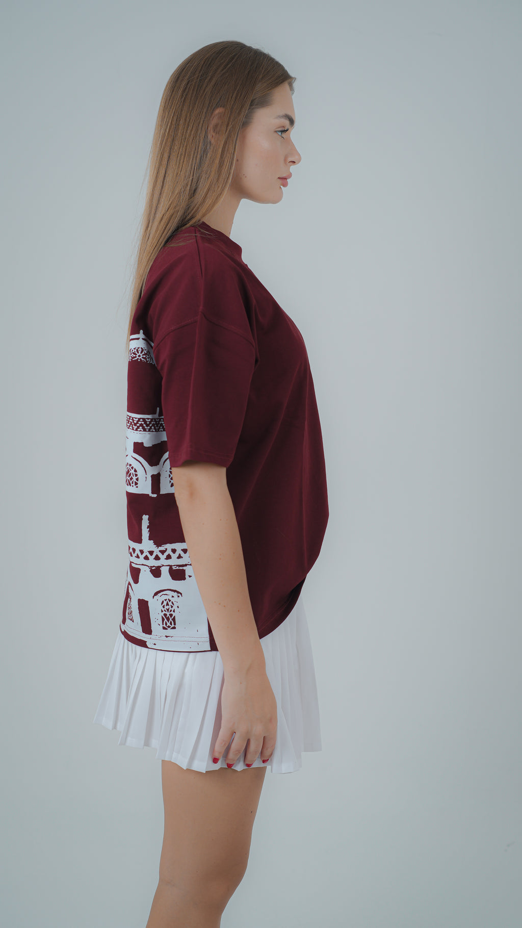 QAMARIA BURGUNDY T SHIRT